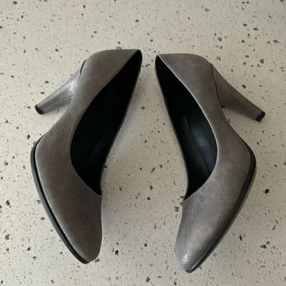 ECCO Patterned Gray. Leather high heels Pumps  Formal Dress Shoes Women’s Sz 37 - Picture 4 of 12